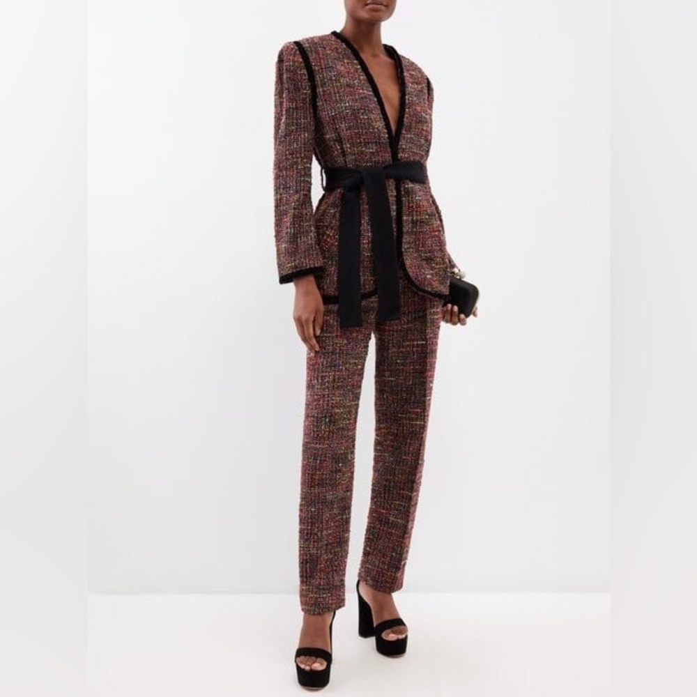 $440 Saloni Multi Tweed Maxima Trouser - Motley‎ size 4